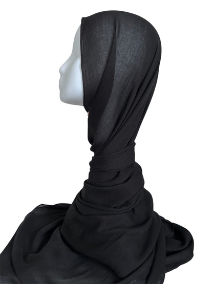Bamboo Modal Hijab mit Unterkappe - Schwarz